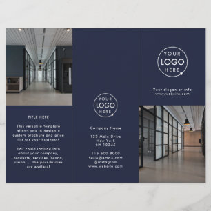 Navy-Foto-Broschüre mit Business-Logos Moderne Tri