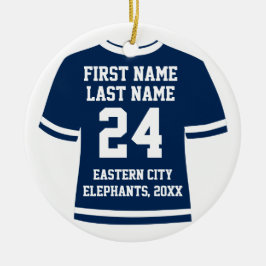 Navy Foto Football Soccer Hockey Sports Jersey Keramik Ornament