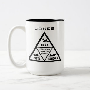 NAVY FOTO SCHOOL LOGO IN B&W ZWEIFARBIGE TASSE