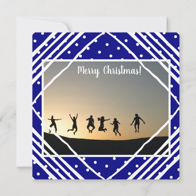 Navy Frohe Weihnachten Modernes Foto (Vorderseite)