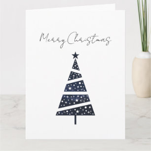 Navy Frohe Weihnachtsbaum einfaches Logo Karte