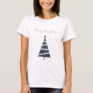 Navy Frohe Weihnachtsbaum einfaches Logo Shirt