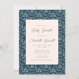 Navy Frost Bloom Floral Baby Sprinkle Einladung