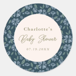 Navy Frost Blümchen Blütendusche Runder Aufkleber