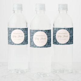 Navy Frost Blümchen Blütendusche Wasserflaschenetikett