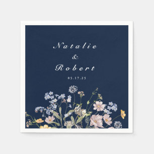 Navy Frühlings-Wildblumenwiese-Garten-Hochzeit Se Serviette