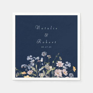 Navy Frühlings-Wildblumenwiese-Garten-Hochzeit Se Serviette