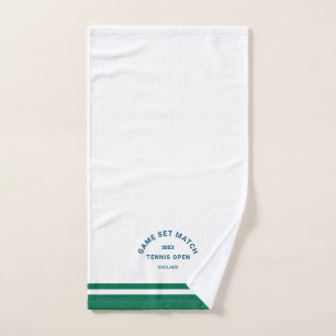 Navy Game Set Match Wappen Green Stripe Tennis Handtuch