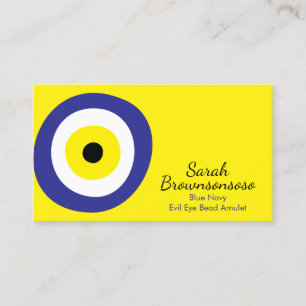 Navy Gelbes Böse-Augen-Amulett Minimalistischer Na Visitenkarte