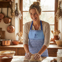 Navy Geometric Chevron Monogram Design Schürze