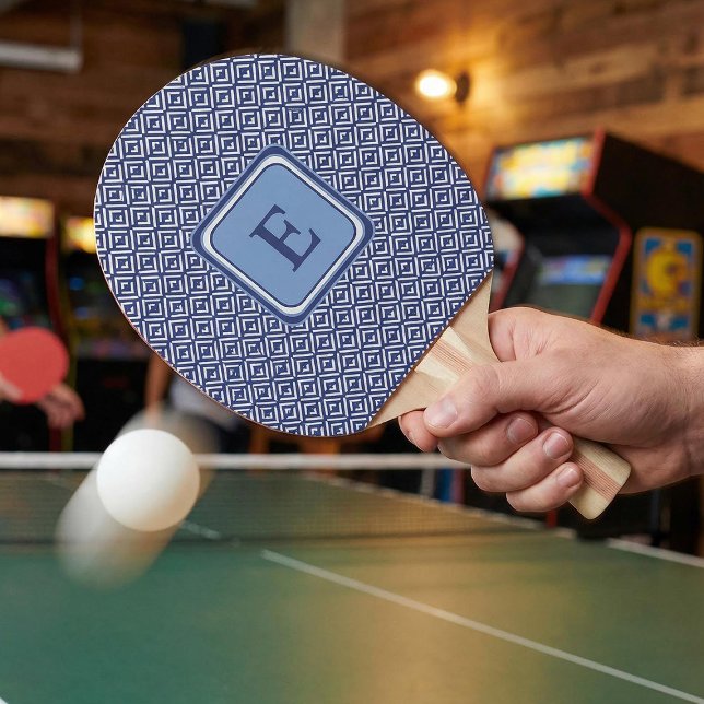 Navy Geometric Chevron Monogram Design Tischtennis Schläger (Von Creator hochgeladen)