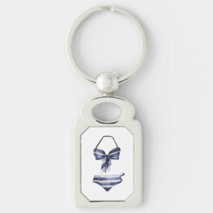 Navy gestreifter Vintage-Badeanzug-Bikini-Schlüsse Schlüsselanhänger