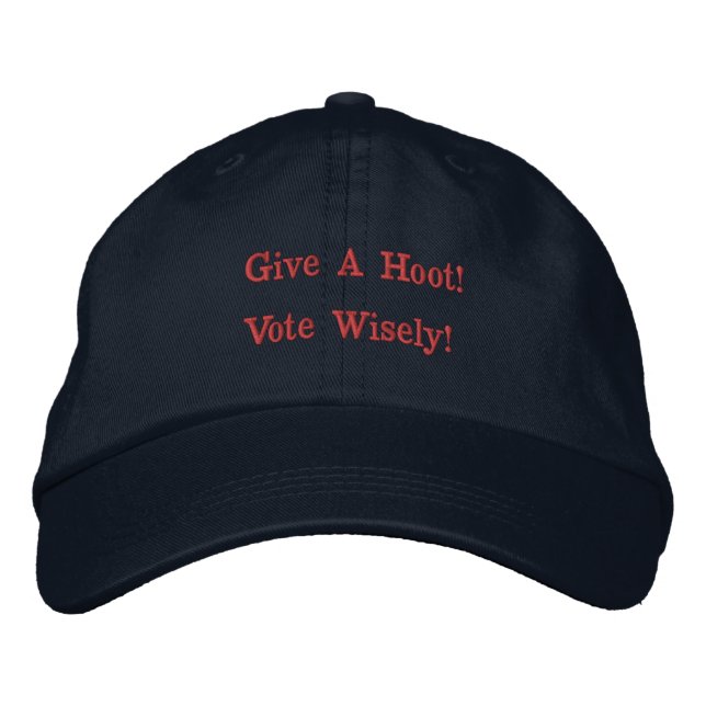 Navy Gib ein Hoot —Vote klug! Bestickte Baseballkappe (Vorderseite)