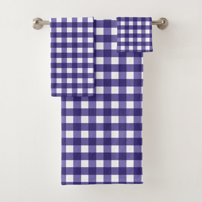 Navy Gingham Badhandtuch Set (Insitu)