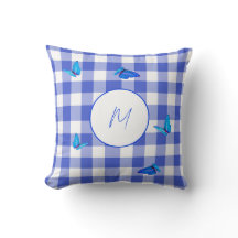 Navy Gingham Butterfly Elegant Monogram