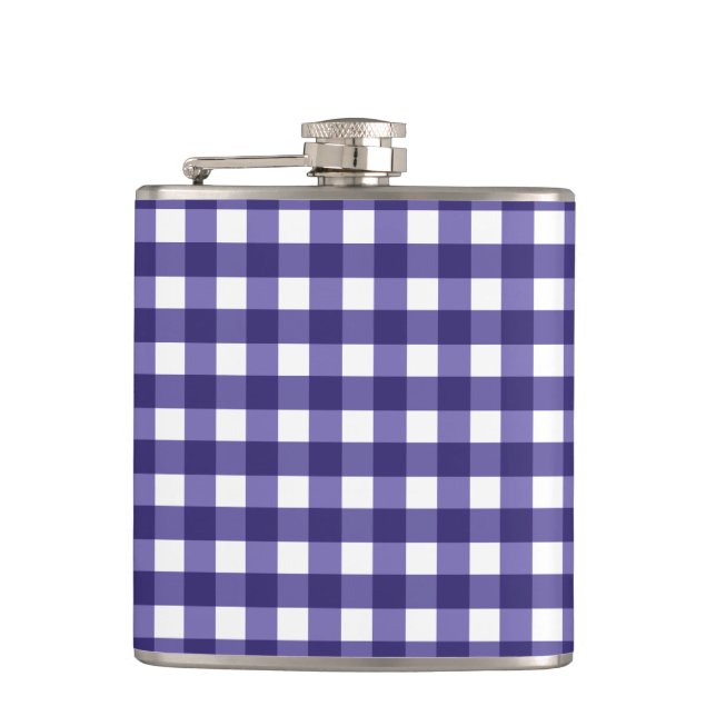 Navy Gingham Flachmann (Vorderseite)