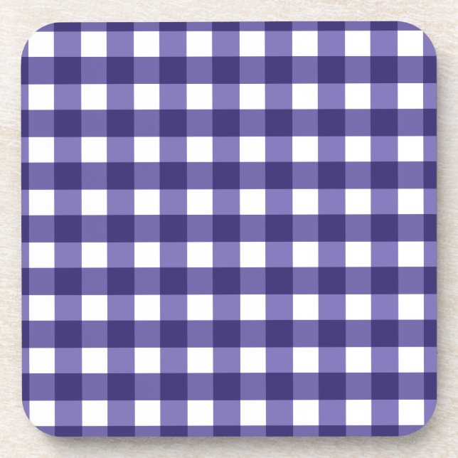Navy Gingham Getränkeuntersetzer (Vorderseite)