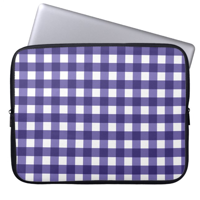 Navy Gingham Laptopschutzhülle (Vorderseite)