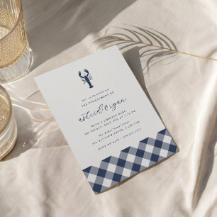 Navy Gingham   Lobbake-Engagement-Partei Einladung