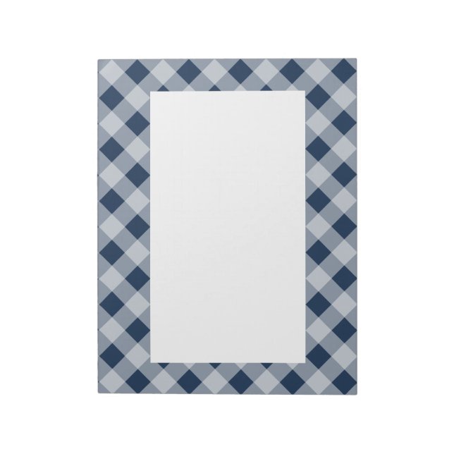 Navy Gingham Notepad Notizblock (Rotiert)