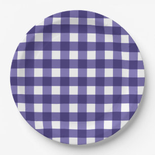 Navy Gingham Pappteller