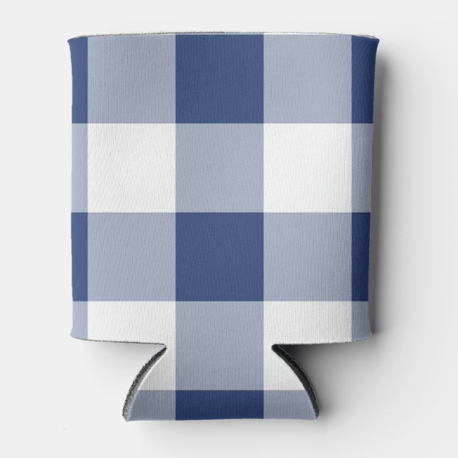 Navy Gingham Pattern Dosenkühler (Vorderseite)