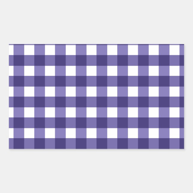 Navy Gingham Rechteckiger Aufkleber (Vorderseite)