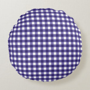 Navy Gingham Rundes Kissen