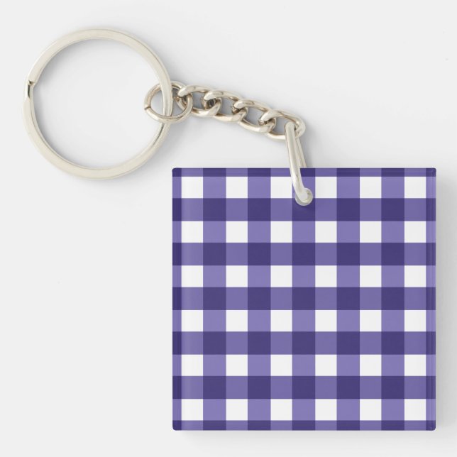 Navy Gingham Schlüsselanhänger (Vorderseite)
