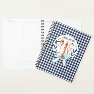Navy Gingham Utensilien Kochen Bäckerei Planer