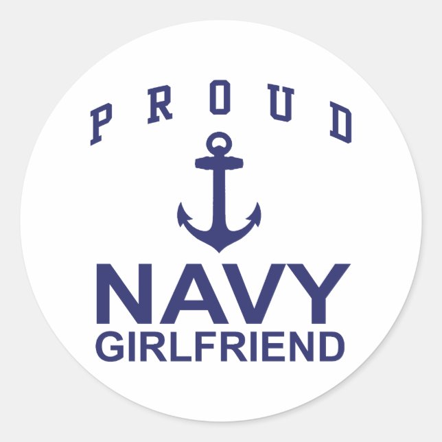 Navy Girlfriend Runder Aufkleber (Vorderseite)