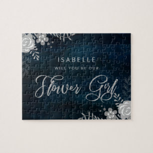 Navy Glanz Silver ist unser Blumenmädchen Vorschla Puzzle
