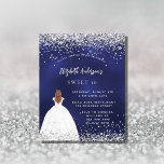 Navy Glitzer Kleid Sweet 16 Einladung<br><div class="desc">Eine moderne, stilvolle und glamouröse Einladung zu einer Sweet 16. Geburtstagsfeier. Ein marineblauer Hintergrund mit Imitaten Glitzer, Glitzern, ein Mädchen mit einem Kugelkrug. Die blaue Farbe ist ungleichmäßig. Der Name ist mit einem modernen handgeschriebenen Stilskript geschrieben. Personalisieren Sie Ihre Party-Daten und fügen Sie sie hinzu. 1 Blatt = 1 Einladung...</div>