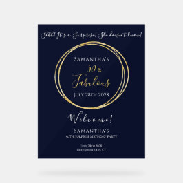 Navy Gold 50. Überraschung Geburtstag Willkommen Acrylschild