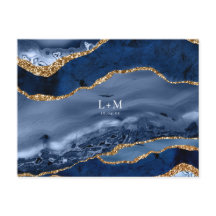 Navy Gold Agate Geode Gemstone Hochzeitsankündigun