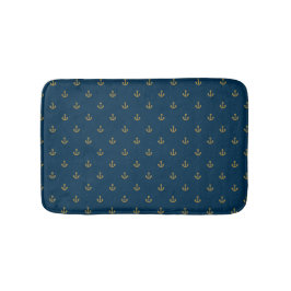 Navy Gold Anchor Muster Badematte