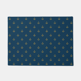 Navy Gold Anchor Muster Fußmatte