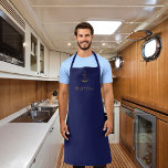 Navy-Gold-Anker individuelle Name nautisch Schürze<br><div class="desc">Navy Hintergrund und ein goldener Anker in den Imitaten als Dekoration. Vorlage für einen Namen,  geschrieben mit einem maritimen Seil-Schriftart,  goldenen Buchstaben.</div>