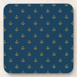 Navy-Gold-Anker-Muster Getränkeuntersetzer