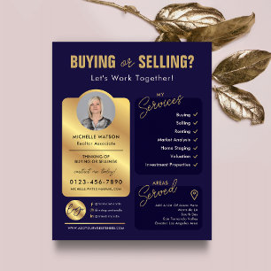 Navy & Gold Anwesen Agent Foto Realtor Flyer