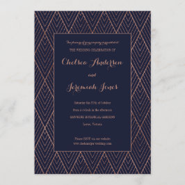 Navy Gold Art Deco Custom Wedding Einladung