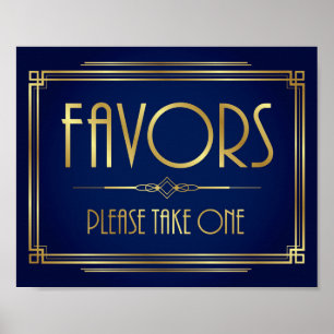 Navy Gold Art Déco FVORS nehmen eine signierte Pri Poster