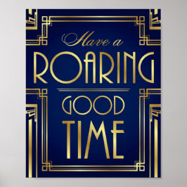 Navy Gold Art Deco HABEN EINE ROARING GUTE ZEIT Pr Poster
