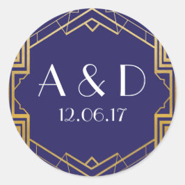 Navy & Gold Art Deco-Label der 20er Jahre Runder Aufkleber