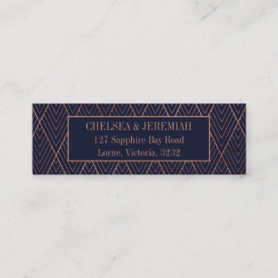 Navy Gold Art Deco Muster Custom Address Card Mini Visitenkarte