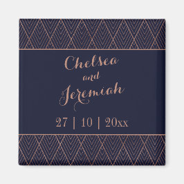 Navy Gold Art Deco Save the Date Magnet