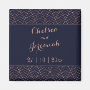 Navy Gold Art Deco Save the Date Magnet