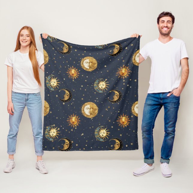 Navy Gold Astrologie-Symbole Kosmisch Fleecedecke (Beispiel)
