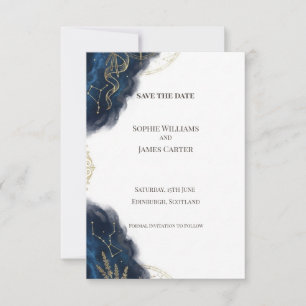 Navy Gold Barock Hochzeitseinladungskarte zur Vora Save The Date