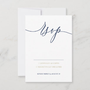 Navy Gold Basic Bitte Antworten RSVP Karte